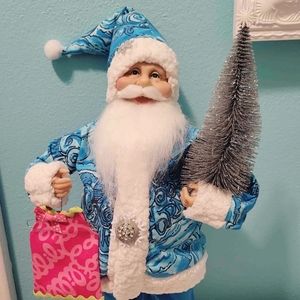 Santa made with authentic Lilly Pulitzer Dark and Stormy fabric
